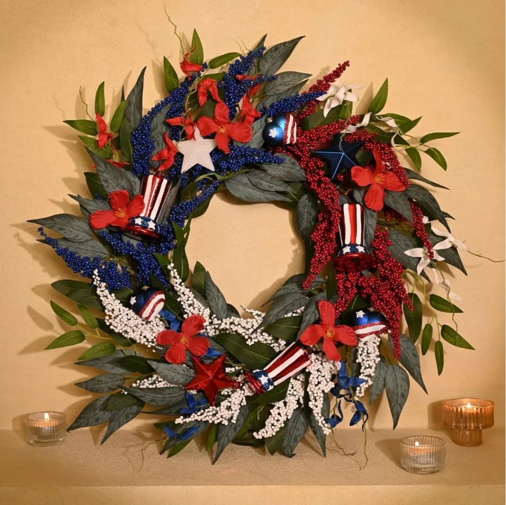 Patriotic 4th Of July Memorial Day Independence Day Wreath Brand New